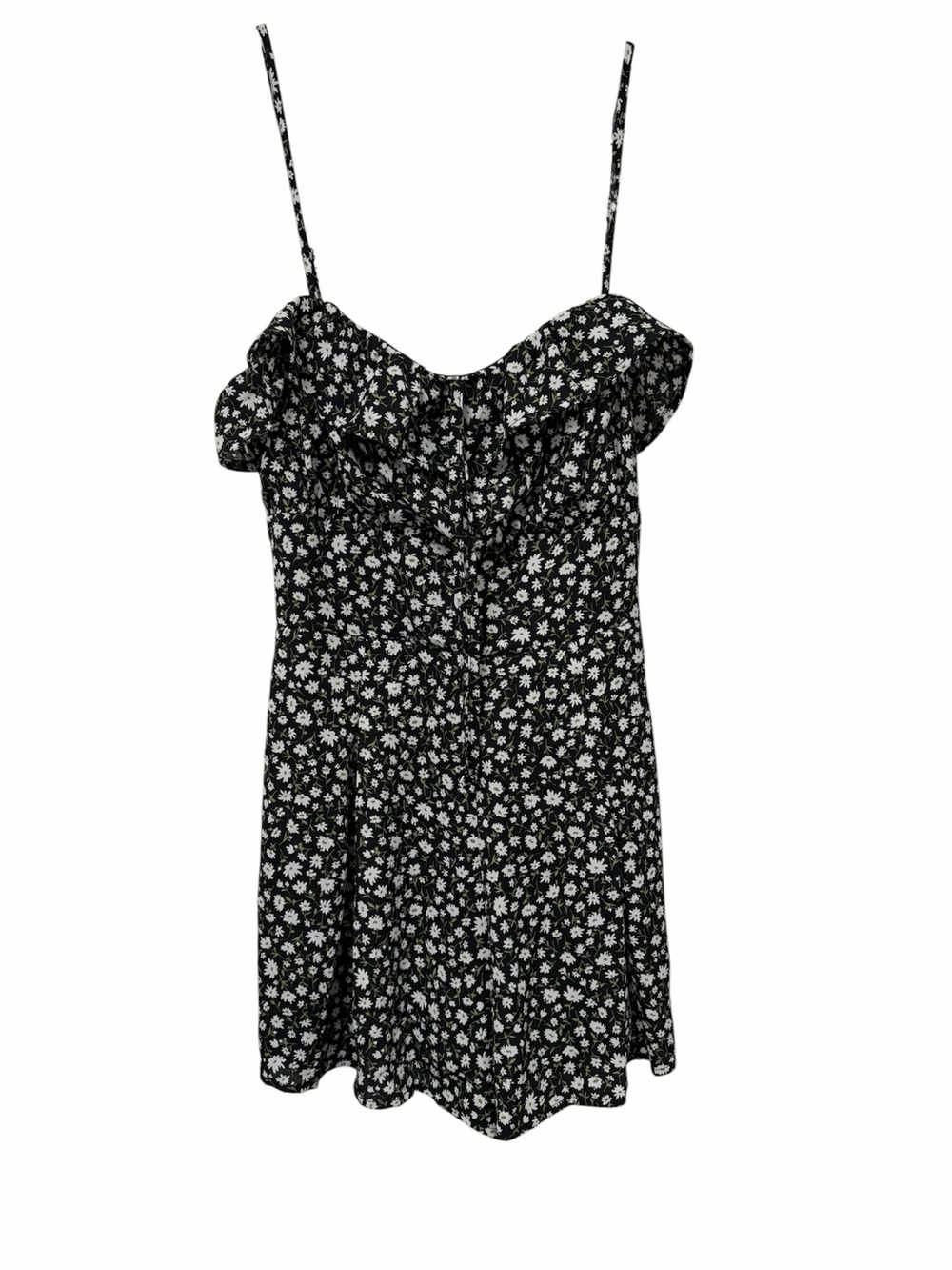 NWT Francesca’s Collections Style Black & White Ditsy Daisy Print Romper Size M